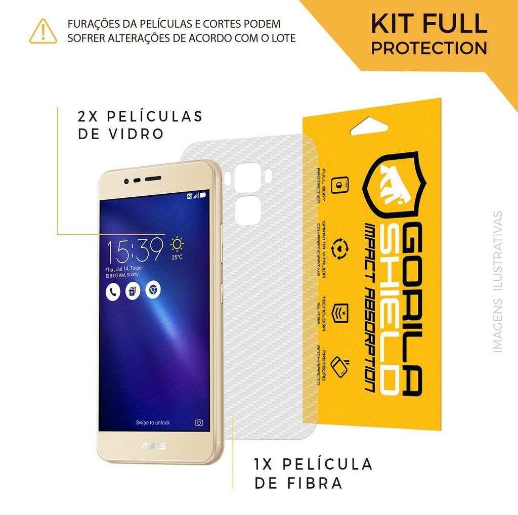 Películas para Asus Zenfone 3 Max 5.2 : Vidro Dupla + Traseira Fibra de Carbono - Gshield - 3