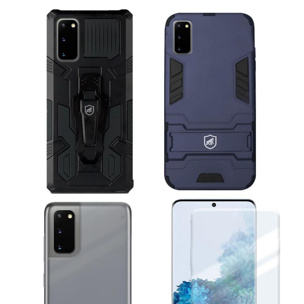 Capa case capinha Armor+ Capa case capinha Clip + Película Nano Gel + Nano Traseira Para Samsung Galaxy S20 - Gshield - 1