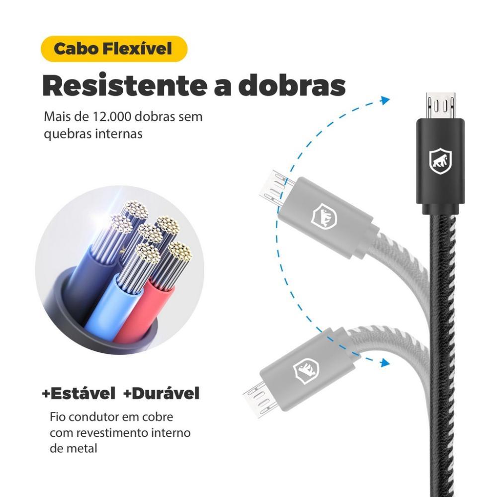 Cabo Turbo Militar - 1,5M - Micro USB V8 - Gshield - 7