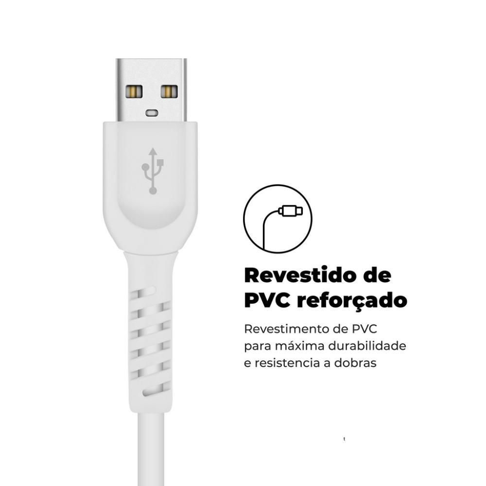Cabo Dual Shock Micro USB V8 Branco - 1,2m - GShield - 3