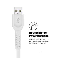 Cabo Dual Shock Micro USB V8 Branco - 1,2m - GShield - 3