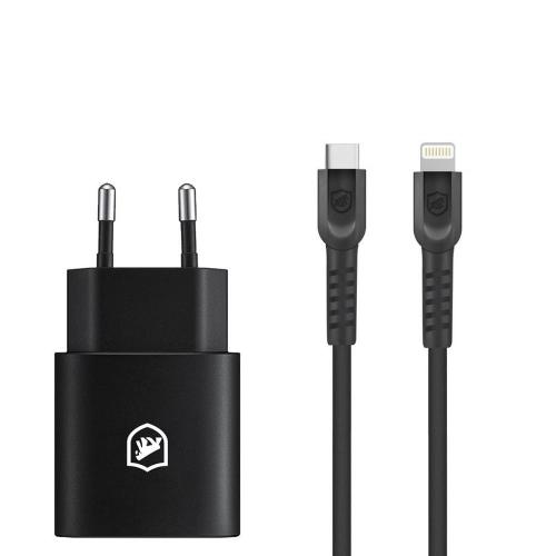 Kit Carregador Turbo Tipo c + Cabo dual Shock Tipo c / Lightning - Preto - Gshield