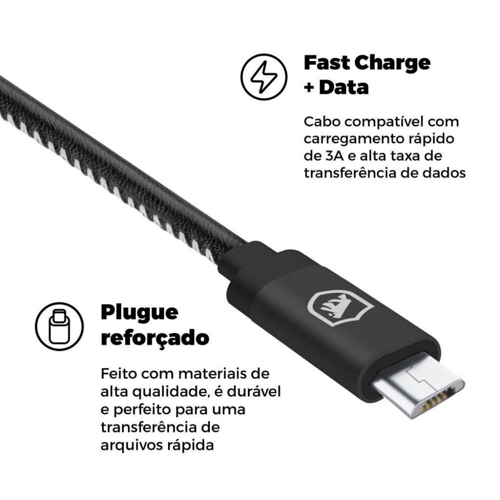 Kit Carregador Turbo Triplo e Cabo Turbo Militar Micro USB V8 - Gshield - 7