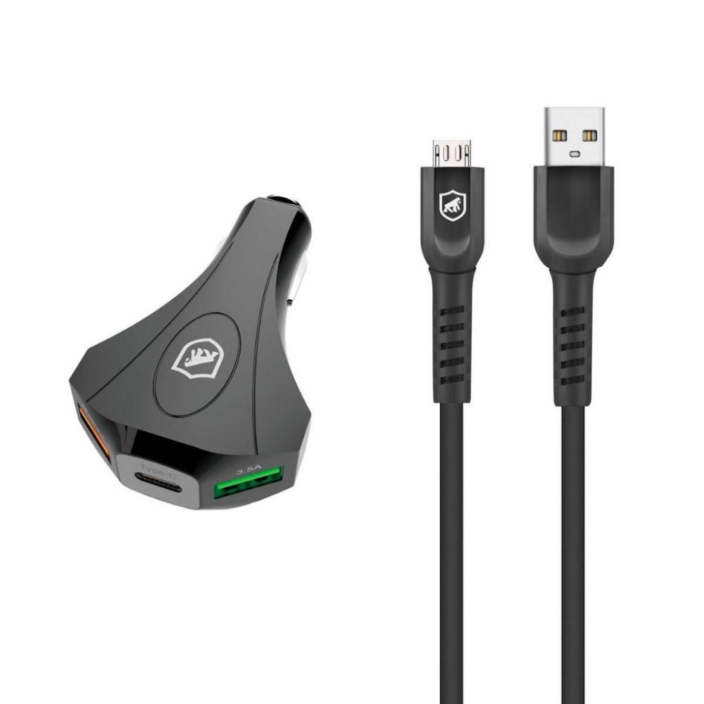 Kit Carregador Veicular Tank e Cabo Dual Shock Micro USB V8 - Gshield - 1