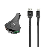 Kit Carregador Veicular Tank e Cabo Dual Shock Lightning - Gshield - 1