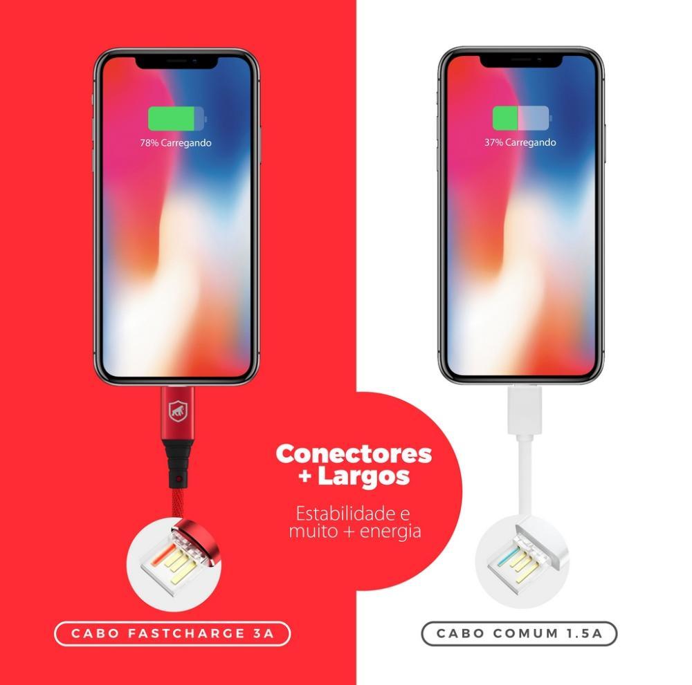 Cabo Tech Proof Vermelho ( iPhone / iPad ) Lightning 1,2m (MFI Homologado) - Gshield - 6