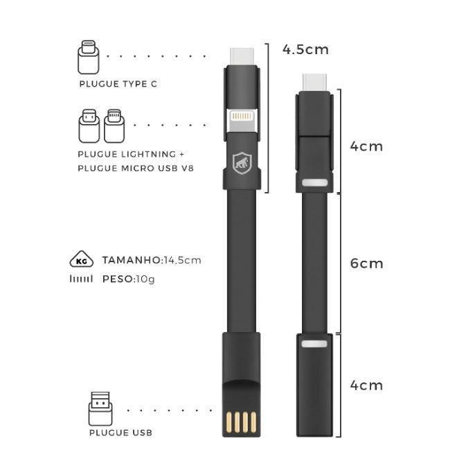 Kit Carregador Triplo Turbo + Cabo Dual Shock Micro USB V8 + Cabo 3 em 1  - Gshield - 8