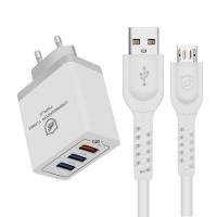 Kit Carregador Turbo Triplo + Cabo Dual Shock Micro USB V8 Branco - Gshield - 1