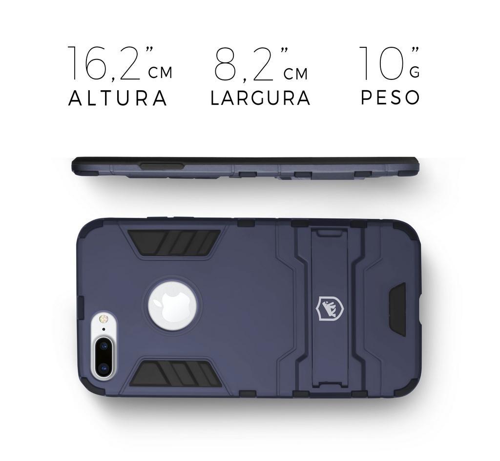 Kit Capa case capinha Armor e Película Vidro Dupla para Iphone 7 Plus - Gorila Shield - 3