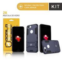 Kit Capa case capinha Armor e Película Vidro Dupla para Iphone 7 Plus - Gorila Shield - 2