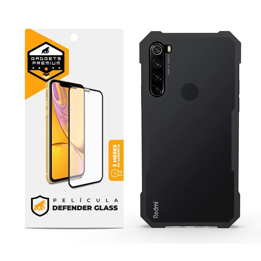 Kit Capa case capinha Dual Shock x e Pelicula Defender Glass para Xiaomi Redmi Note 8 - Gshield - 1