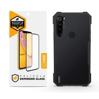 Kit Capa case capinha Dual Shock x e Pelicula Defender Glass para Xiaomi Redmi Note 8 - Gshield - 1