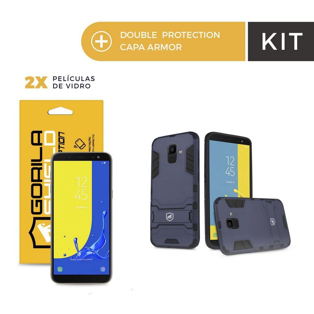 Kit Capa case capinha Armor e Película Vidro Dupla para Galaxy J4 - Gorila Shield - 1