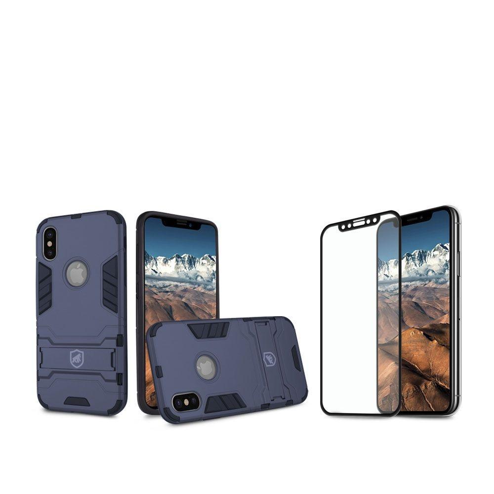 Kit Capa case capinha Armor e Peli´cula Coverage Preta para iPhone X e XS - Gshield - 1