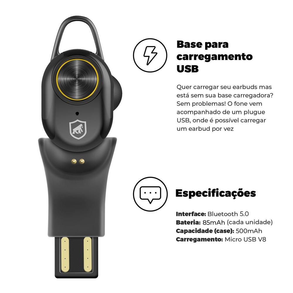 Fone de ouvido sem fio Bluetooth Gorila Buds - Gshield - 2