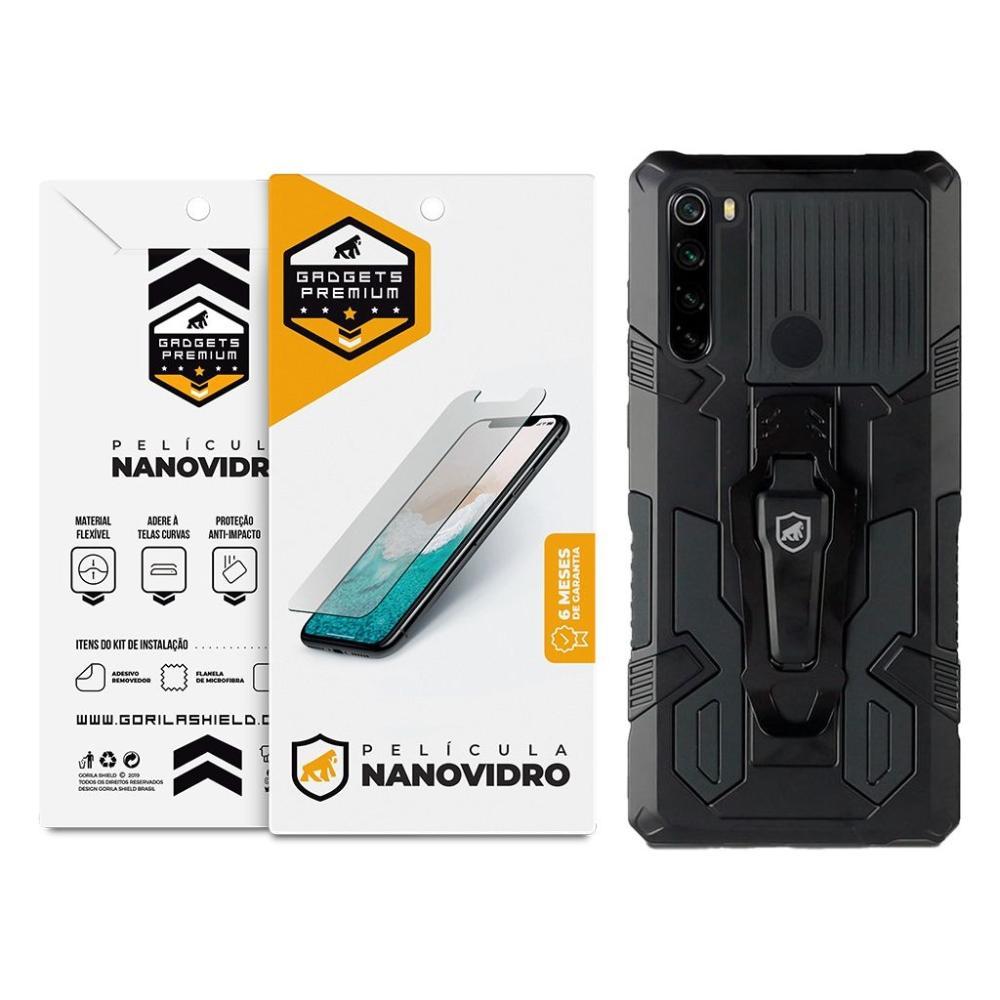 Kit Capa case capinha Clip e Pelicula Nano Vidro Xiaomi Redmi Note 8 - Gshield - 1