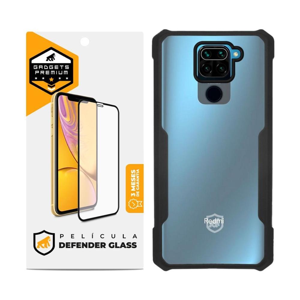 Kit Capa case capinha Dual Shock x e Pelicula Defender Glass para Xiaomi Redmi Note 9 - Gshield - 1