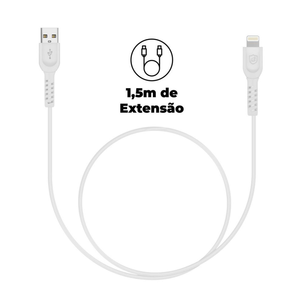 Cabo Dual Shock ( iPhone / iPad ) Lightning - Branco - 1,2m (MFI Homologado) - Gshield - 2