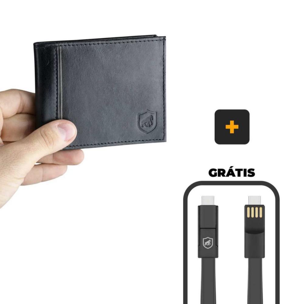 Kit Carteira de couro Maverick + cabo Slim 3 em 1 - Gshield - 2