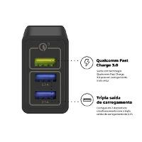 Carregador Turbo Triplo até 18W - Preto - Gshield - 2