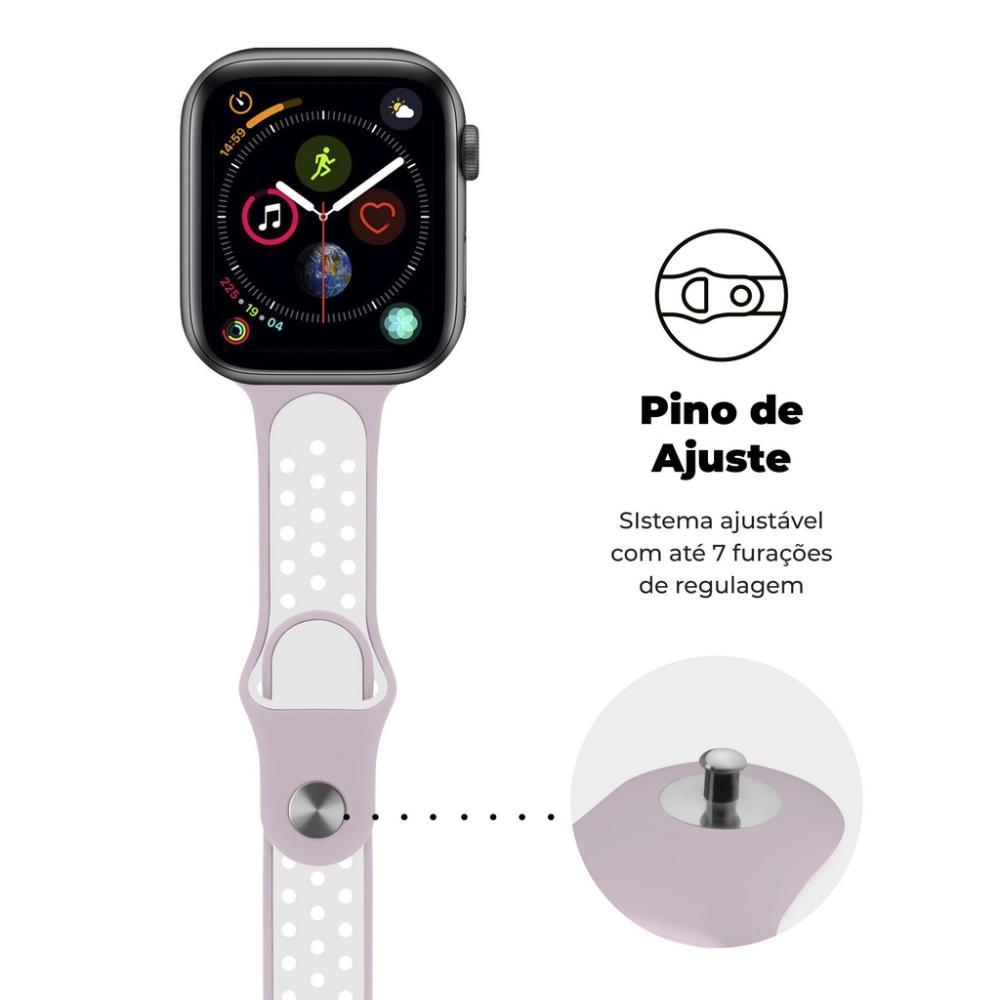 Pulseira para Apple Watch 42 / 44 / 45MM Armor Running - Rosa e Branco - Gshield - 2