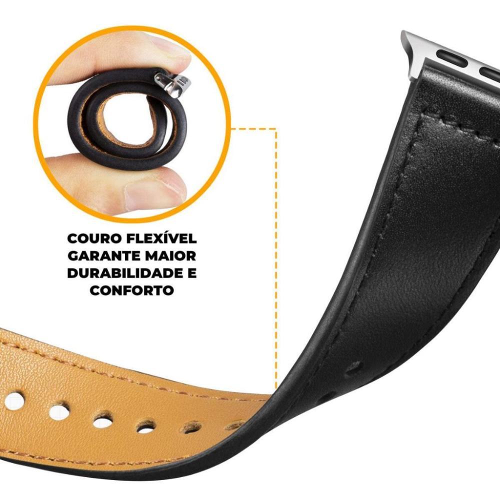 Pulseira de Couro para Apple Watch 42 / 44 / 45MM - Preta - Gshield - 2