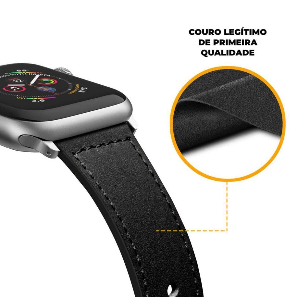 Pulseira de Couro para Apple Watch 38 / 40 / 41MM - Preta - Gshield - 3