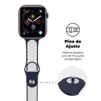 Pulseira para Apple Watch 42 / 44 / 45MM Armor Running - Azul escuro e branco - Gshield - 2