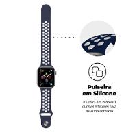 Pulseira para Apple Watch 42 / 44 / 45MM Armor Running - Azul escuro e branco - Gshield - 3