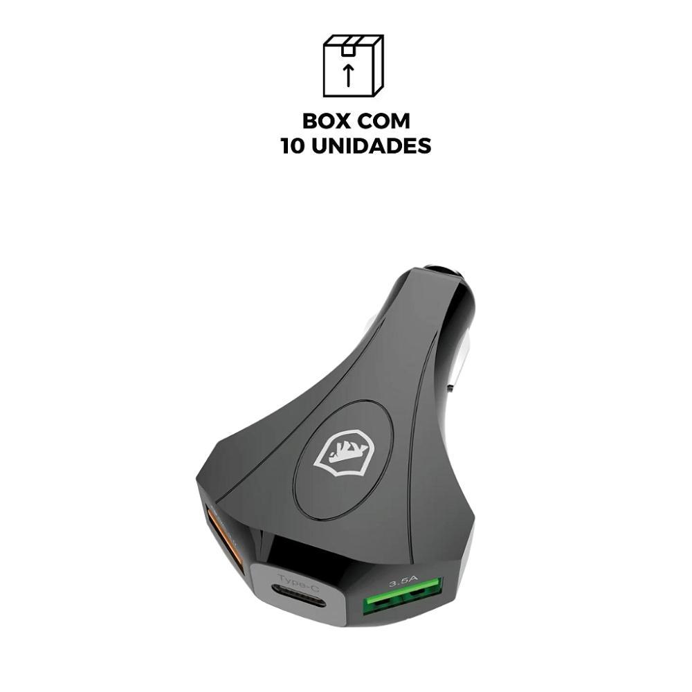 Carregador Veicular Triplo Turbo Tank no Atacado - Caixa Fechada 10 Unidades - Gshield - 2