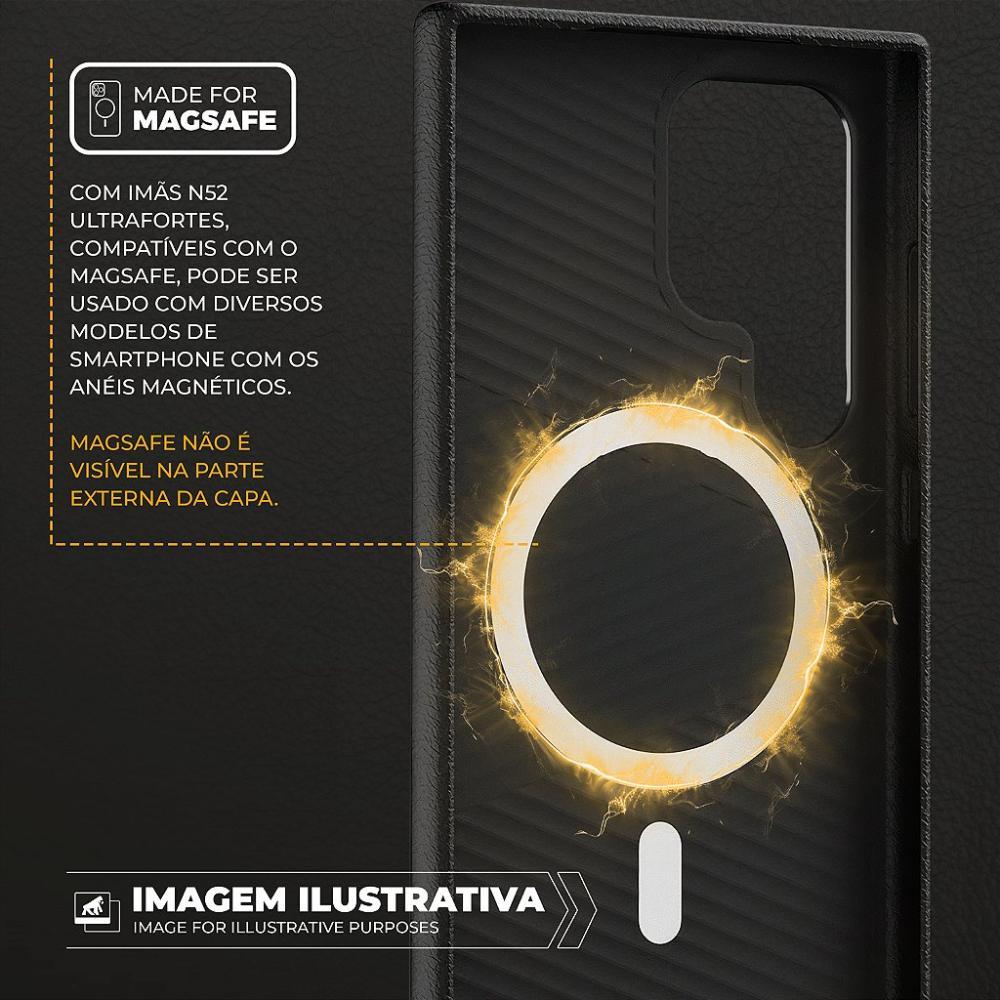 Capa case capinha para Samsung Galaxy S24 - Couro Dual Magsafe - Preta - Gshield - 6