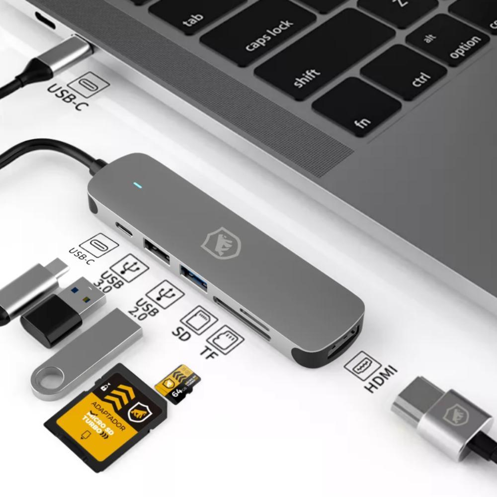 Adaptador Multifuncional 6 em 1 - HDMI / USB-C / Hub Usb 3.0 - Gshield - 4