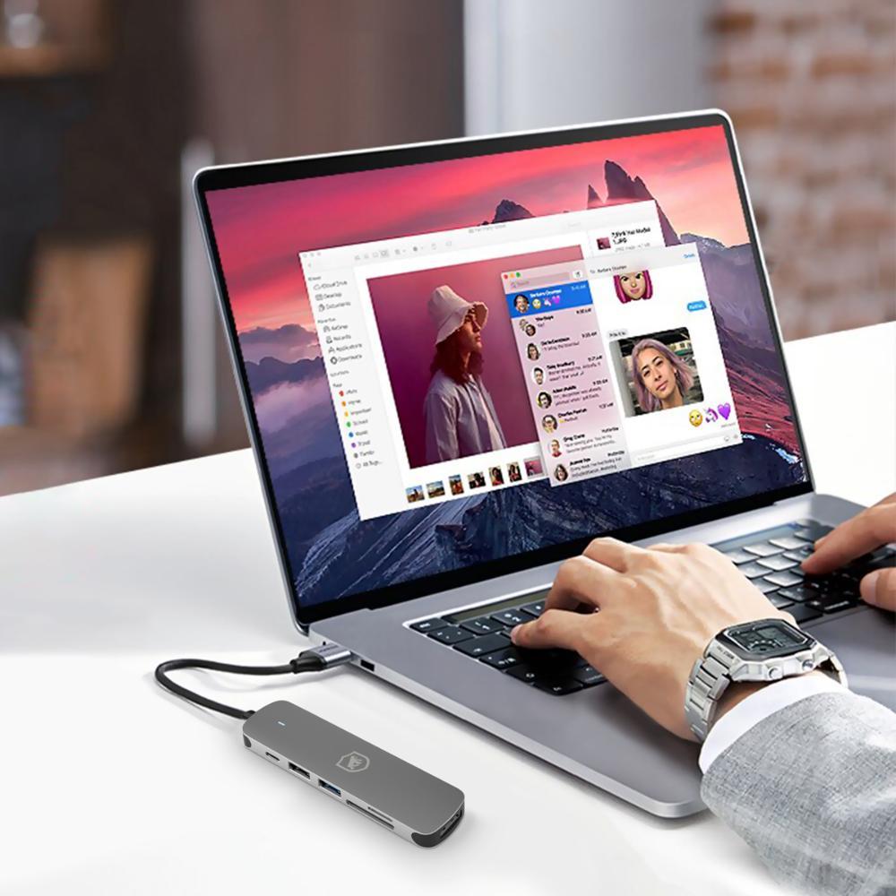Adaptador Multifuncional 6 em 1 - HDMI / USB-C / Hub Usb 3.0 - Gshield - 5