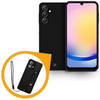 Kit Capa Silicon Veloz para Samsung Galaxy A25 5g + Ring Socket + Cordão - Preto - Gshield - 1