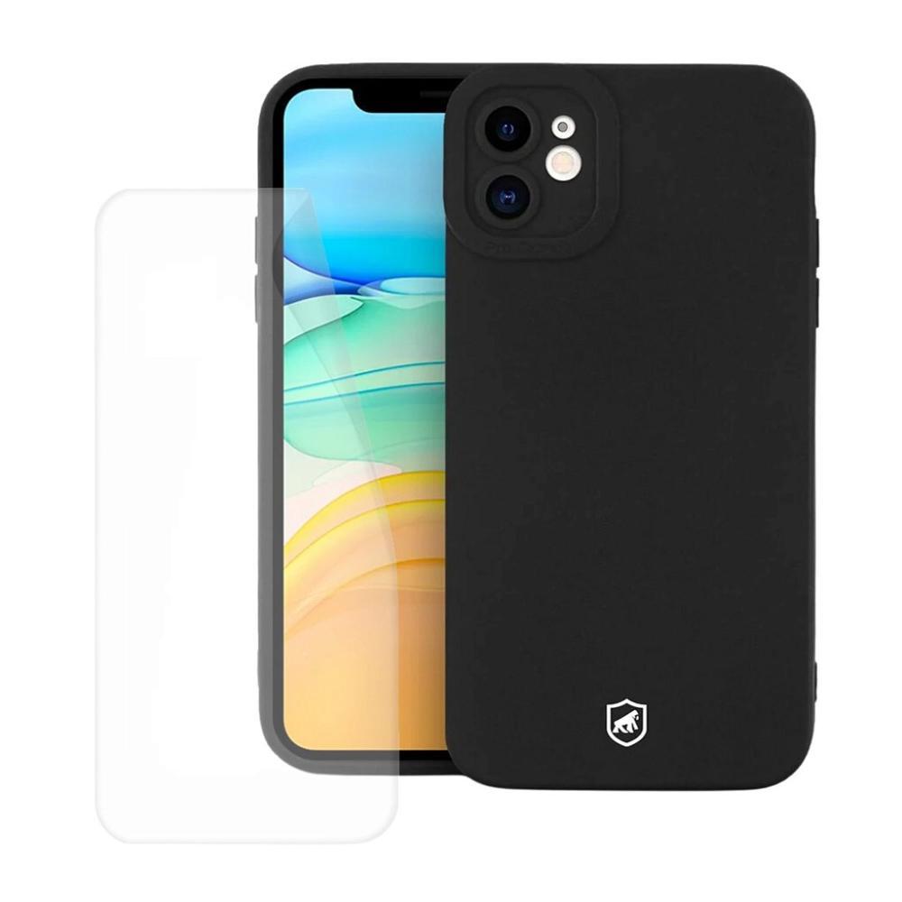 Kit Capa case capinha Silicon Cloud Preta e Pelicula Hydrogel HD para iPhone 11 - Gshield - 1