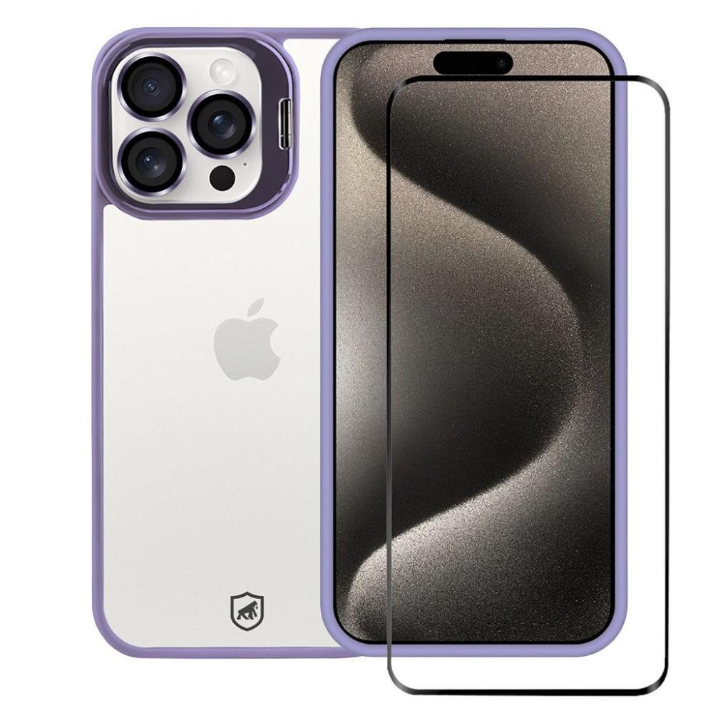 Kit Capa case capinha Gravity Lilás e Película Ultra Safe para iPhone 15 Pro Max - Gshield - 1