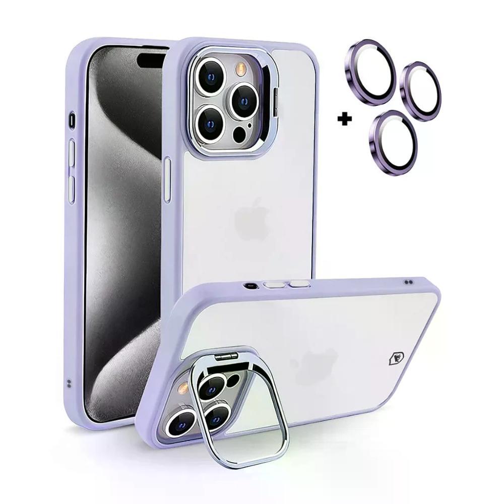 Kit Capa case capinha Gravity Lilás e Película Ultra Safe para iPhone 15 Pro Max - Gshield - 3