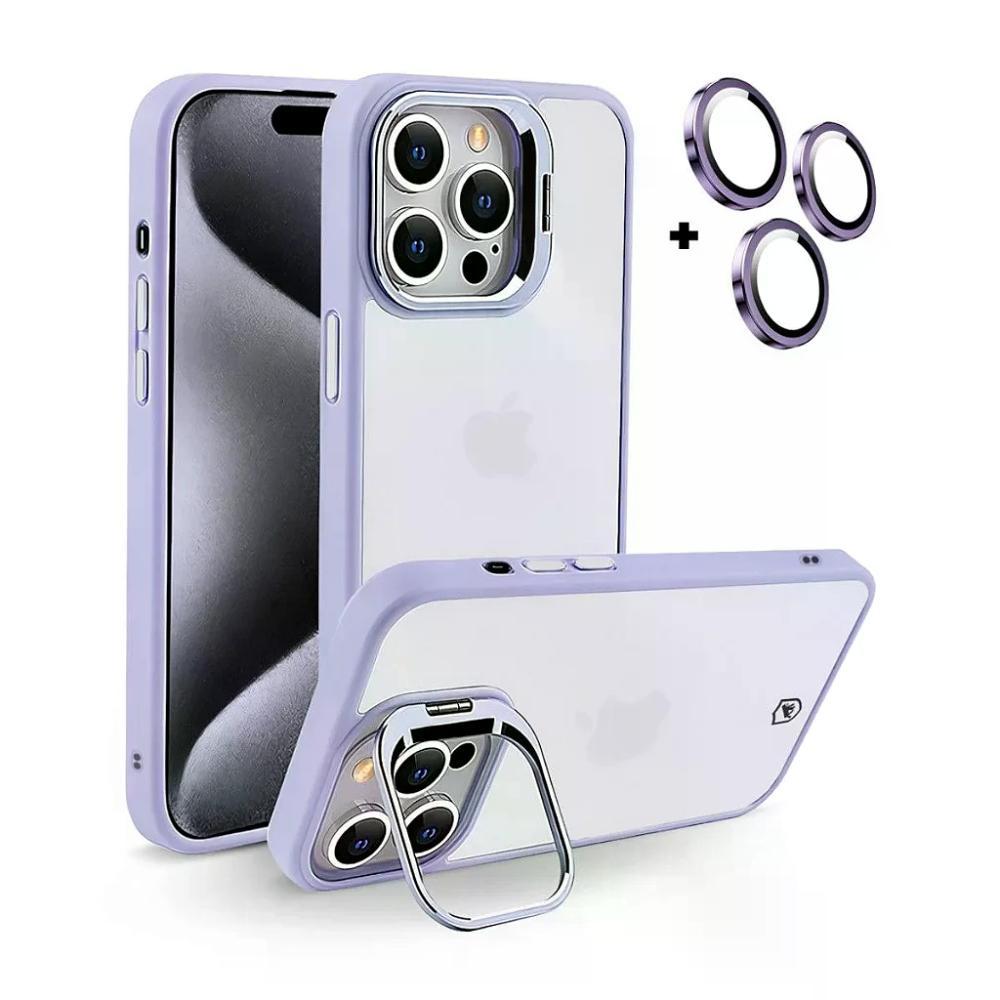 Kit Capa case capinha Gravity Lilás e Película Ultra Safe para iPhone 15 Pro - Gshield - 3