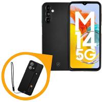 Kit Capa Silicon Veloz para Samsung Galaxy M14 + Ring Socket + Cordão - Preto - Gshield - 1