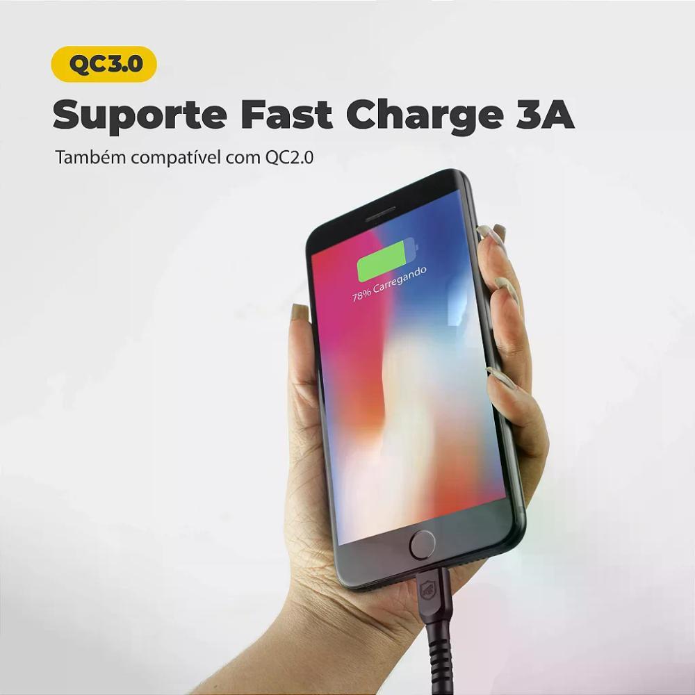 Cabo Dual Shock Lightning / USB A - Preto - 1,2m - no Atacado - Caixa Fechada 10 Unidades - Gshield - 7