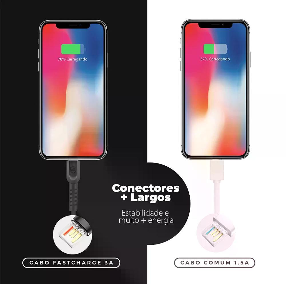 Cabo Dual Shock Lightning / USB A - Preto - 1,2m - no Atacado - Caixa Fechada 10 Unidades - Gshield - 9