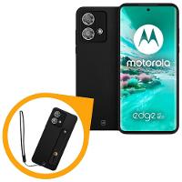 Kit Capa Silicon Veloz para Motorola Moto Edge 40 Neo + Ring Socket + Cordão - Preto - Gshield - 1