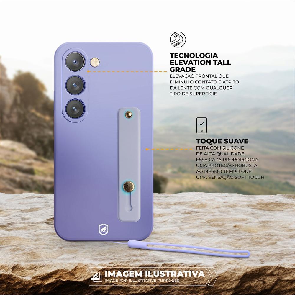 Kit Capa Silicon Veloz para Samsung Galaxy A14 + Ring Socket + Cordão - Lilás - Gshield - 3