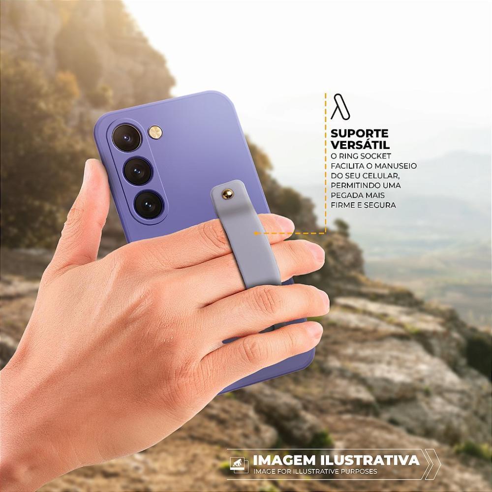 Kit Capa Silicon Veloz para Samsung Galaxy A14 + Ring Socket + Cordão - Lilás - Gshield - 6