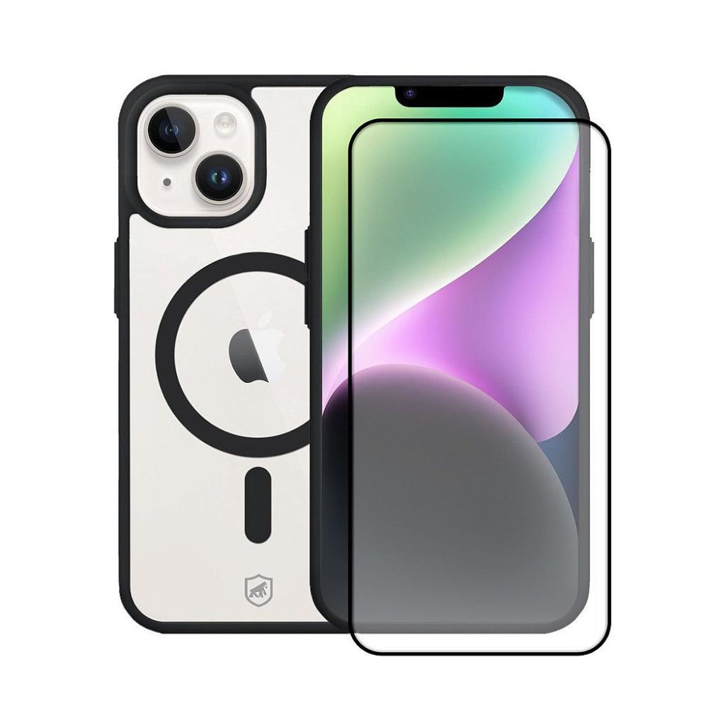 Kit Capa case capinha Magsafe Preta e Pelicula Dual Glass Preta para iPhone 13 Pro - Gshield - 1