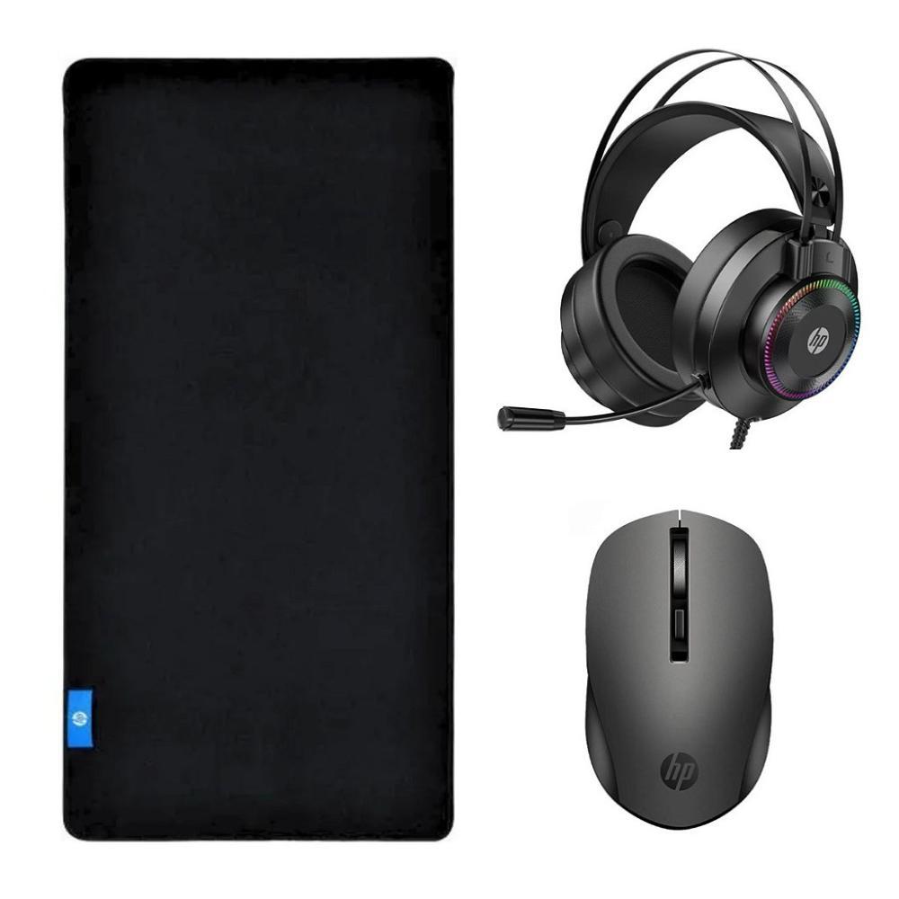 Kit Mouse Pad Speed Gamer + Mouse Óptico sem Fio + Headset 7.1 - HP - 1