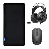 Kit Mouse Pad Speed Gamer + Mouse Óptico sem Fio + Headset 7.1 - HP - 1