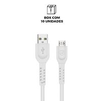 Cabo Dual Shock Micro Usb V8 - Branco - 1,2m - no Atacado - Caixa Fechada 10 Unidades - Gshield - 2