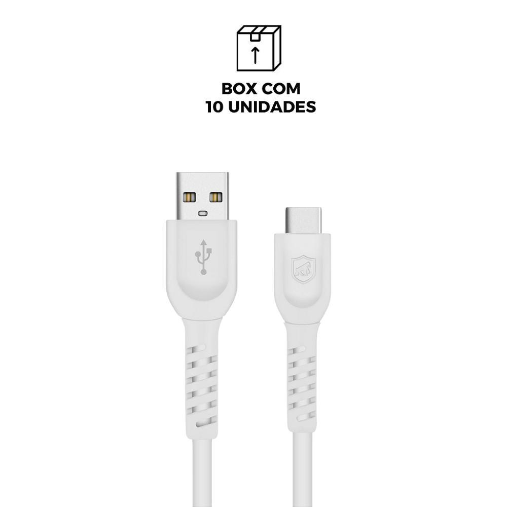 Cabo Dual Shock Tipo C / USB A - Branco - 1,2m - no Atacado - Caixa Fechada 10 Unidades - Gshield - 2