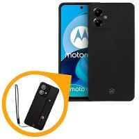 Kit Capa Silicon Veloz para Motorola Moto G14 + Ring Socket + Cordão - Preto - Gshield - 1